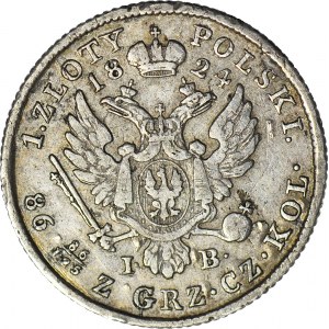 Królestwo Polskie, Aleksander I, 1 złoty 1824 IB, rzadki