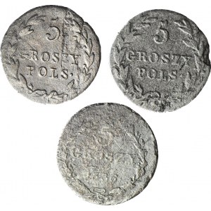 Królestwo Polskie, 5 groszy 1816, 1819, 1836, 3 sztuki