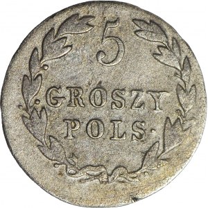 R-, Królestwo Polskie, 5 groszy 1820, b. rzadki rocznik, ładne