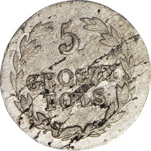 RR-, Królestwo Polskie, 5 groszy 1827 FH, duże napisy, b. rzadkie