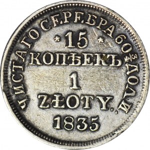 Królestwo Polskie, 1 złoty = 15 kopiejek 1835 MW, Warszawa