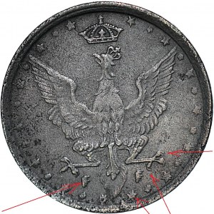 R-, Królestwo Polskie, 10 fenigów 1917 FF, DESTRUKT - double die orła