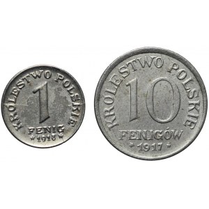 Królestwo Polskie, Zestaw dwóch monet 1 fenig i 10 fenigów