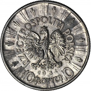 10 złotych 1934 orzeł URZĘDOWY, rzadki, piękny