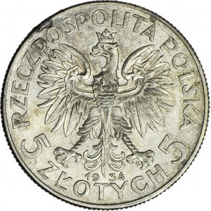5 złotych 1934, Głowa, piękna
