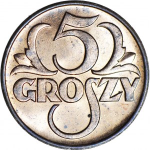 5 groszy 1938, mennicze, czerwone, wyśmienite