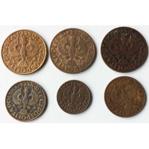Zestaw sześciu monet brązowych