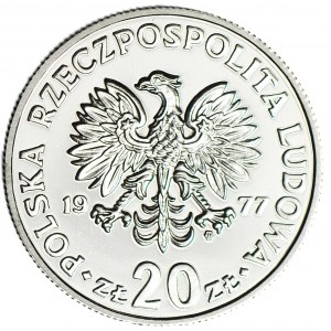 20 złotych 1977, PRÓBA, nikiel, Maria Konopnicka, typ z orłem jak dla M. Nowotki