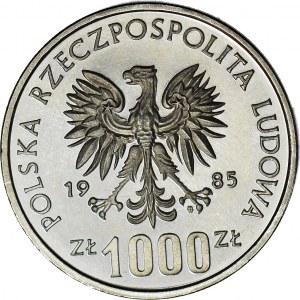 1000 złotych 1985, PRÓBA, nikiel, Pomnik-Szpital Centrum Zdrowia Matki Polki