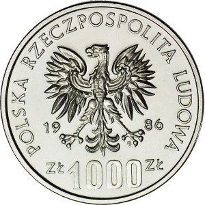 1000 złotych 1986, PRÓBA, nikiel, MŚ w Piłce Nożnej - Meksyk 86