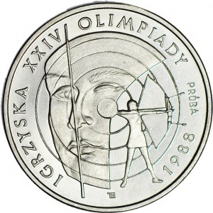1000 złotych 1987, PRÓBA, nikiel, Igrzyska Seul - łucznictwo