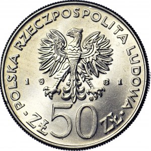 RR-, 50 złotych 1981, Bolesław Śmiały, DESTRUKT - DOUBLE DIE