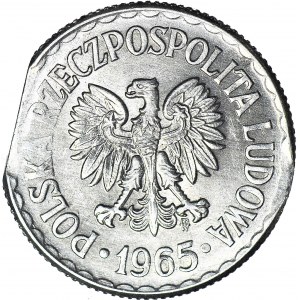 R-, 1 złoty 1965, DESTRUKT, końcówka blachy, menniczy, wczesny rocznik