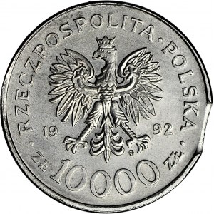 10000 Złotych Warneńczyk 1992, DESTRUKT, końcówka blachy