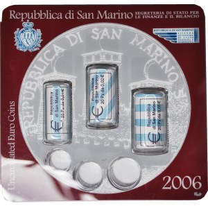 San Marino, zestaw 3 rolek (po 20szt.) 1,2,5 Centów 2006
