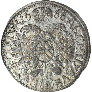 Austria, Leopold I, 3 krajcary 1666, Wiedeń, piękne