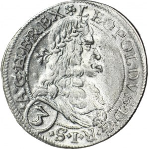 Austria, Leopold I, 3 krajcary 1668, Wiedeń, piękne