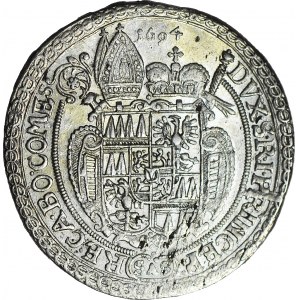 Austria, Ołomuniec biskupstwo, Karol II z Liechtenstein, 15 krajcarów 1694 SAS, Kromieryż, mennicze