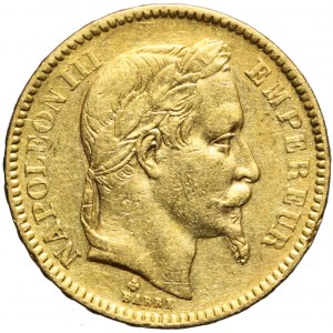 Francja, Napoleon III, 20 franków 1863 BB, Strasbourg