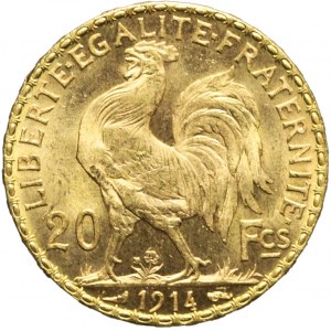 Francja, Republika, 20 franków 1914, piękne