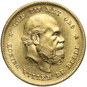 Holandia, 10 guldenów 1876, Wilhelm III, piękne