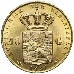 Holandia, 10 guldenów 1897, Wilhelmina, wczesny typ portretu