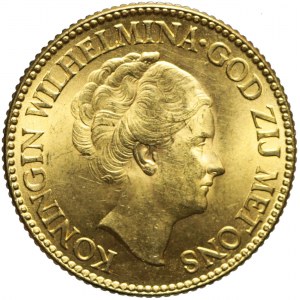 Holandia, 10 guldenów 1927, Wilhelmina, piękne