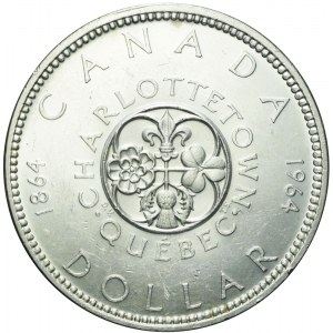 Kanada, Elżbieta II, 1 dolar 1964, 100 rocznica - Charlottetown i Quebec