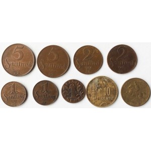 Zestaw dziewięciu monet Łotwa, Litwa i Estonia
