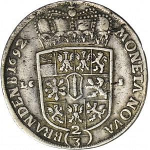 Niemcy, Brandenburgia-Prusy, Fryderyk III, 2/3 talara (gulden) 1692 LC-S, Berlin