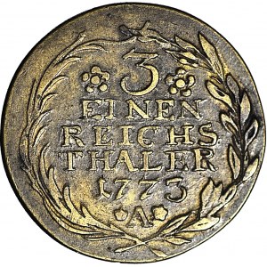 Niemcy, Prusy, Fryderyk II, 1/3 talara 1773 A, fałszerstwo z epoki, mosiądz srebrzony