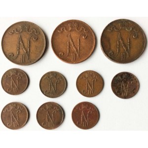 Finlandia, Mikołaj II, Zestaw dziesięciu monet