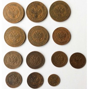 Rosja, Zestaw 13 monet miedzianych