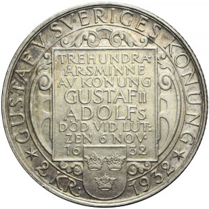 Szwecja, Zestaw 28 okolicznościowych monet srebrnych 2 korony 1932, ładne egzemplarze