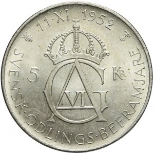 Szwecja, Zestaw 10 okolicznościowych monet srebrnych 5 koron 1952, ładne egzemplarze