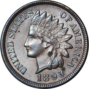Stany Zjednoczone Ameryki (USA), 1 cent 1893, typ Indian Head, menniczy