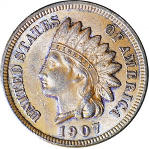 Stany Zjednoczone Ameryki (USA), 1 cent 1907, typ Indian Head, menniczy
