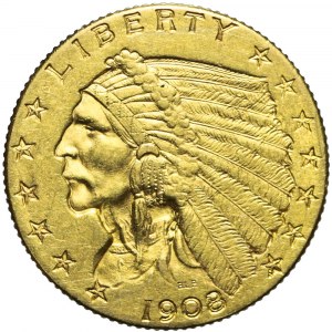 Stany Zjednoczone Ameryki (USA), 2 1/2 dolara, Indianin, 1908, Filadelfia
