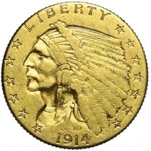 Stany Zjednoczone Ameryki (USA), 2 1/2 dolara, Indianin, 1914, Filadelfia