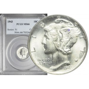Stany Zjednoczone Ameryki (USA), 10 centów = 1 dime, 1943, Filadelfia, piękne