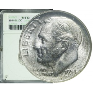 Stany Zjednoczone Ameryki (USA), 10 centów = 1 dime, 1954, San Francisco