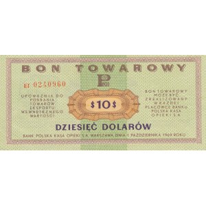 Pewex Bon Towarowy, 10 dolarów 1969, rzadsza seria Ef