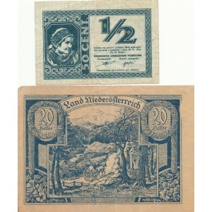 Zestaw 2 szt. 20 haller 1920 i 50 cent 1944