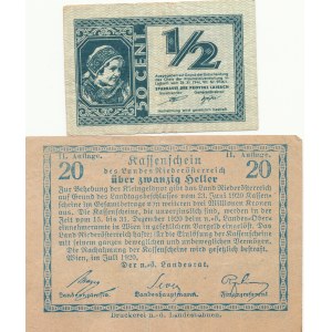 Zestaw 2 szt. 20 haller 1920 i 50 cent 1944