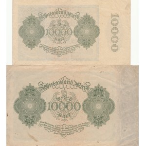 Zestaw 2 szt. Niemcy, 10.000 marek 1923, mały i wielki rozmiar