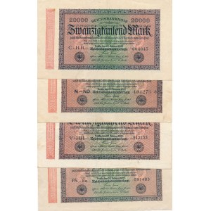Zestaw 4 szt. Niemcy, 20.000 marek 1923