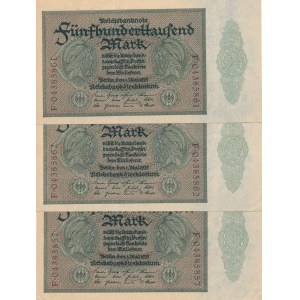 Zestaw 3 szt. Niemcy, 500.000 marek 1923, seria F