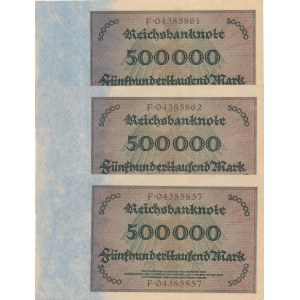 Zestaw 3 szt. Niemcy, 500.000 marek 1923, seria F
