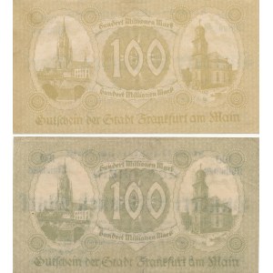 Zestaw 2 szt. Niemcy, 100 milionów marek 1923, seria A i D