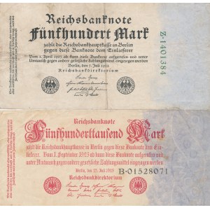 Zestaw 2 szt. Niemcy, 500.000 marek 1923 i 500.000 marek 1922